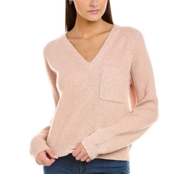 NAADAM Fisherman cashmere Pink V-Neck Sweater - Picture 1 of 13